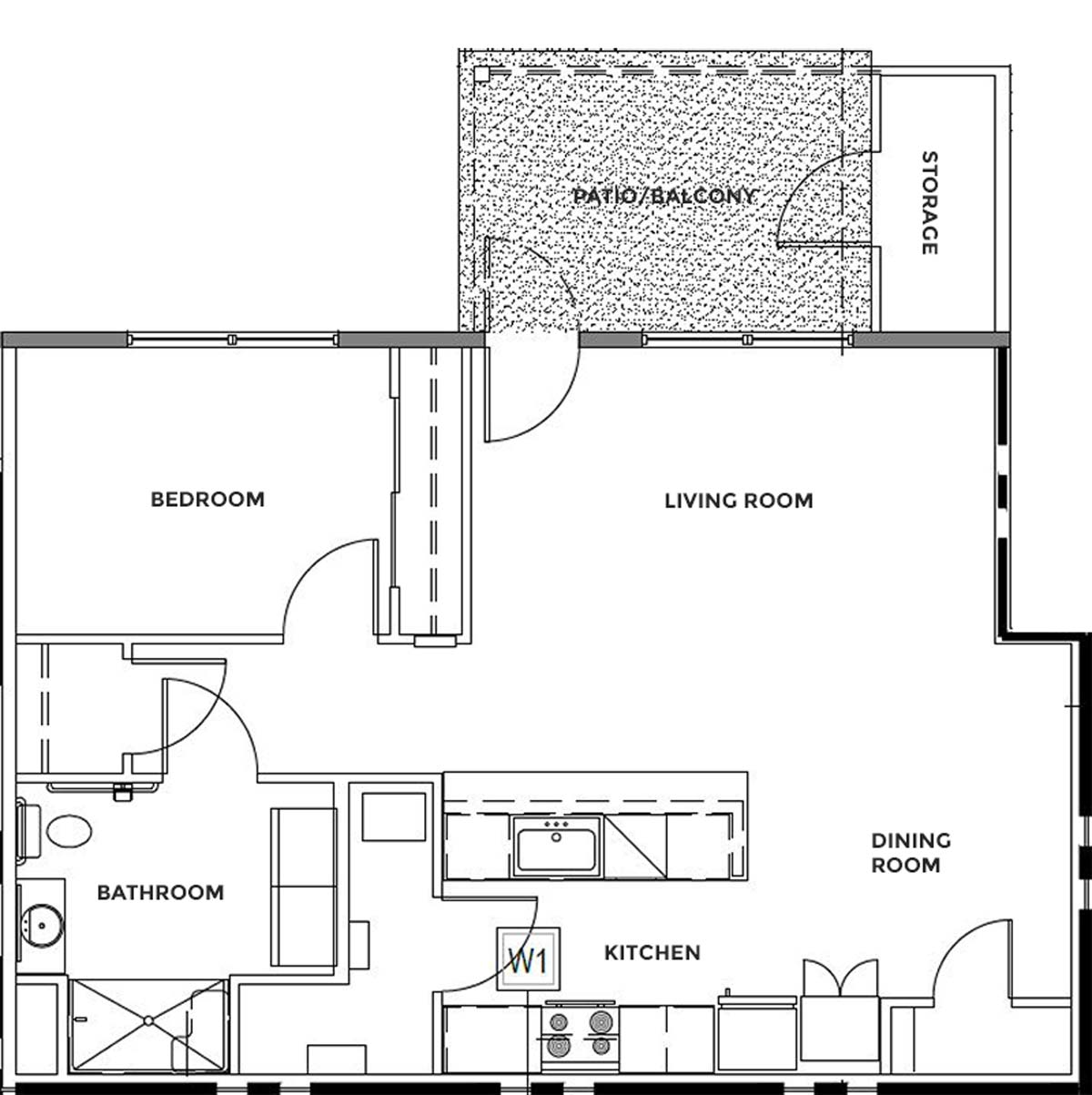 H38 East Apartments One Bedroom Floor Plan
