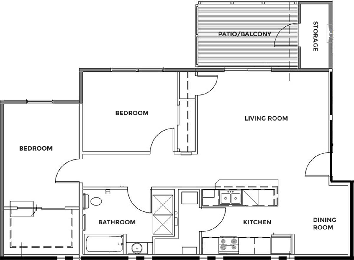H38 East Apartments Two Bedroom Floor Plan