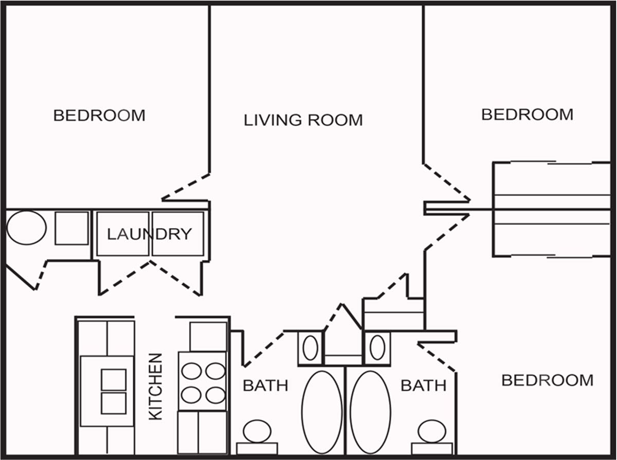 Hendricks Pointe Apartments Three Bedroom Floor Plan