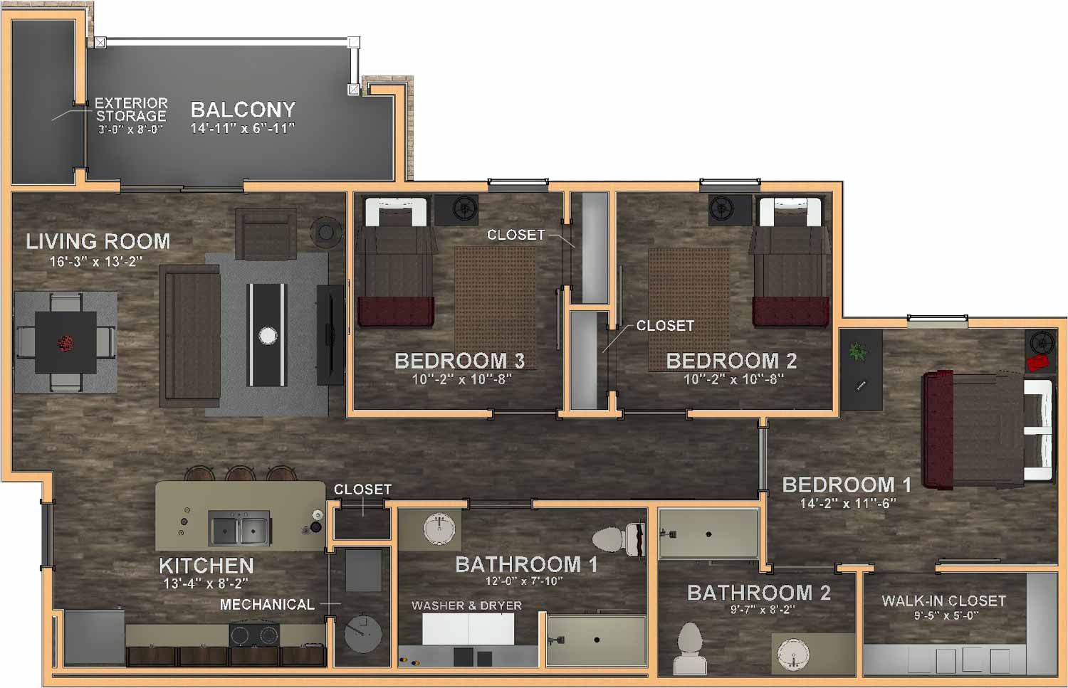Haven Homes Three Bedroom Floor Plan